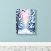 Snowy Escape | Winter Forest Watercolor Painting Leinwanddruck (Insitu (Holzboden))