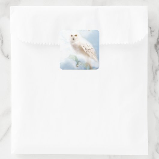 Snowy-Eule Quadratischer Aufkleber (Tasche)
