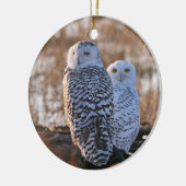 Snowy-Eulen-Paare Keramik Ornament (Links)