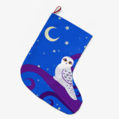 Snowy-Eulen-sichelförmige Mond-Nachtwaldkunst Großer Weihnachtsstrumpf (Vorderansicht (hängend))
