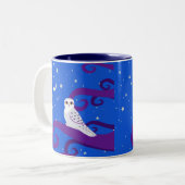 Snowy-Eulen-sichelförmige Mond-Nachtwaldkunst Zweifarbige Tasse (Vorderseite Links)