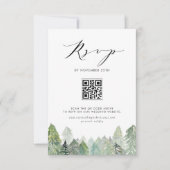 Snowy Evergreen Forest QR Code Winterhochzeit RSVP Karte (Vorderseite)