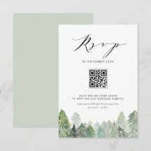 Snowy Evergreen Forest QR Code Winterhochzeit