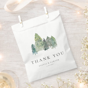 Snowy Evergreen Forest Winter Wedding Vielen Dank Geschenktütchen