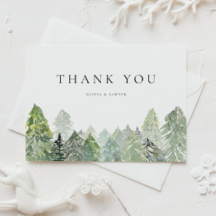 Snowy Evergreen Forest Winter Wedding Vielen Dank Postkarte
