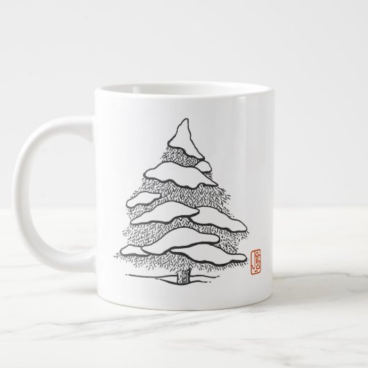 Snowy Evergreen Hot Cocoa Jumbo Tasse (Links)