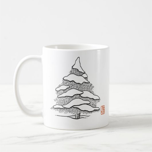 Snowy Evergreen Hot Cocoa Klassische Tasse (Links)