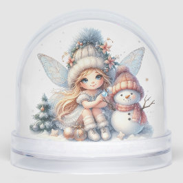 Snowy Fairy & Snowman Holiday Card Schneekugeln