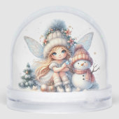 Snowy Fairy & Snowman Holiday Card Schneekugeln (Rückseite)