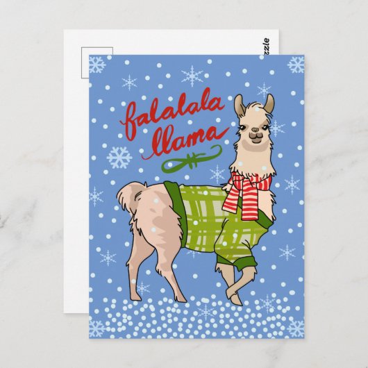 Snowy Falalala Llama Postkarte (Vorne/Hinten)
