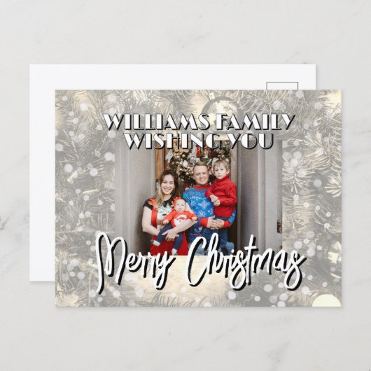 Snowy family picture Christmas Postkarte (Vorne/Hinten)
