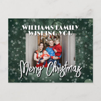 Snowy family picture Christmas Postkarte