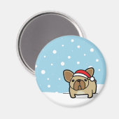 Snowy Fawn Frenchie Magnet (Vorderseite/Rückseite)