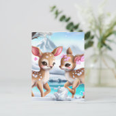 Snowy Fawn Jasing in einer farbenprächtigen Landsc Postkarte (Stehend Vorderseite)