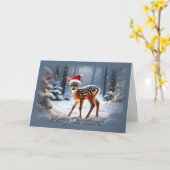 Snowy Fawn Weihnachtskarte Karte (Gelbe Blume)