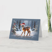 Snowy Fawn Weihnachtskarte Karte (Vorderseite)