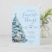 Snowy Festivals Weihnachts-Dinner Party Einladung (Stehend Vorderseite)