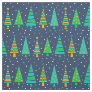 Snowy Fir Trees Fabric Stoff