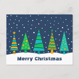 Snowy Fir Trees Postcard Feiertagspostkarte