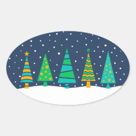 Snowy Fir Trees Stickers