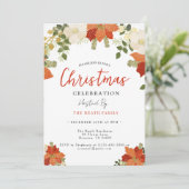 Snowy Floral Christmas Party Einladung (Stehend Vorderseite)