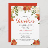 Snowy Floral Christmas Party Einladung (Vorne/Hinten)