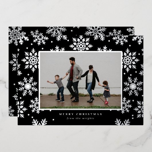 Snowy Foiled Pressed Fotokarte Folien Feiertagskarte (Vorderseite/Rückseite)