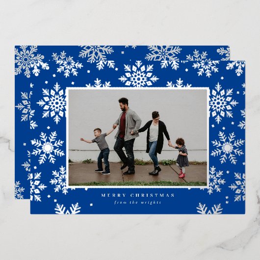 Snowy Foiled Pressed Fotokarte Folien Feiertagskarte (Vorderseite/Rückseite)