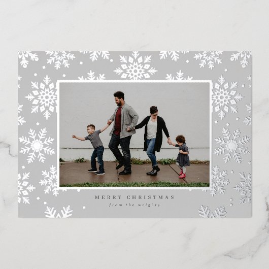 Snowy Foiled Pressed Fotokarte Folien Feiertagskarte (Vorderseite)