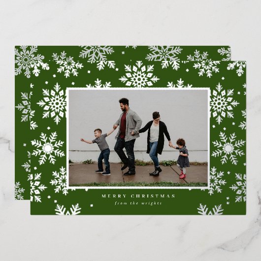 Snowy Foiled Pressed Fotokarte Folien Feiertagskarte (Vorderseite/Rückseite)