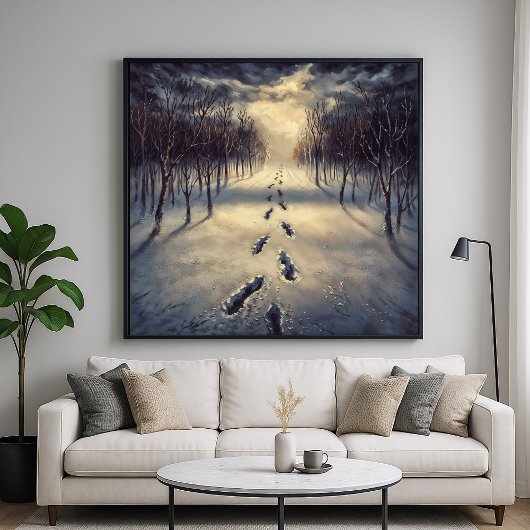 Snowy Footprint Path - Melancholischer Pinellersti Poster