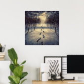 Snowy Footprint Path - Melancholischer Pinellersti Poster (Heimbüro)