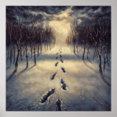 Snowy Footprint Path - Melancholischer Pinellersti Poster (Vorne)