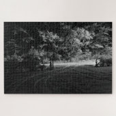 Snowy Forest at Night - monochrome puzzle (Horizontal)