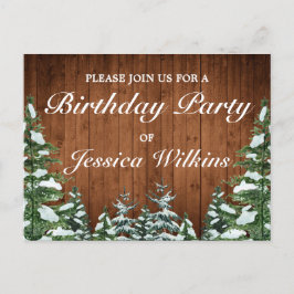 Snowy Forest Birthday Party Einladung Postkarte
