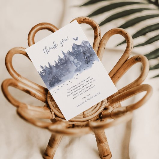 Snowy Forest Blue Gray Baby Es ist kalt draußen Dankeskarte