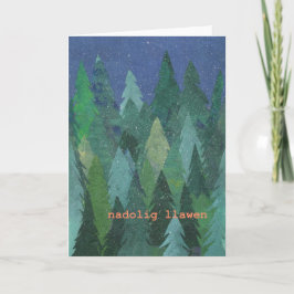 Snowy Forest Chic Weihnachtskarte: Walisisches Gru Feiertagskarte