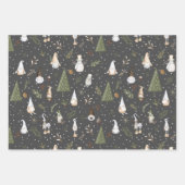 Snowy Forest Christmas Gnomes Pattern Geschenkpapier Set (Vorderseite)