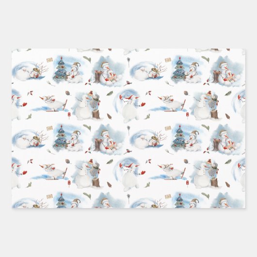 Snowy Forest Christmas Gnomes Pattern Geschenkpapier Set (Vorderseite)