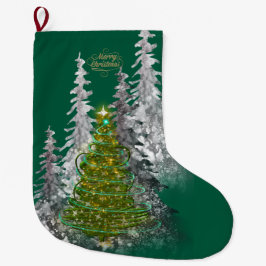 Snowy Forest Christmas Tree Christmas Stockings Großer Weihnachtsstrumpf