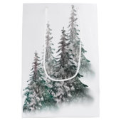  Snowy Forest Christmas Tree Gift Bag  Mittlere Geschenktüte (Rückseite)