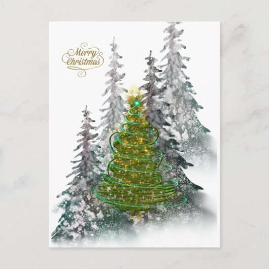 Snowy Forest Christmas Tree holiday postcard Postkarte (Vorderseite)