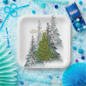  Snowy Forest Christmas Tree paper plates  Pappteller (Party)
