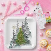 Snowy Forest Christmas Tree paper plates Pappteller (Party)