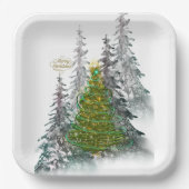 Snowy Forest Christmas Tree paper plates Pappteller (Vorderseite)
