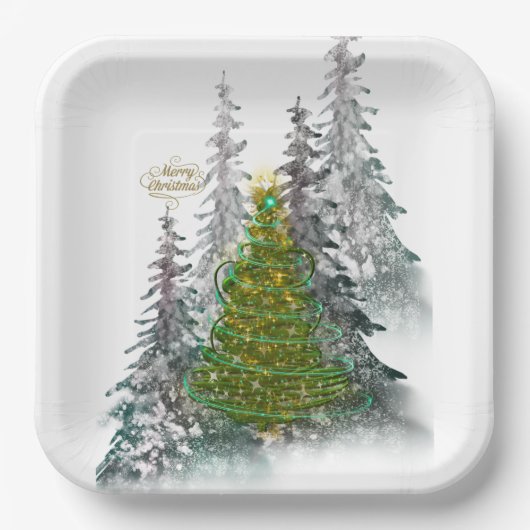  Snowy Forest Christmas Tree paper plates  Pappteller (Vorderseite)