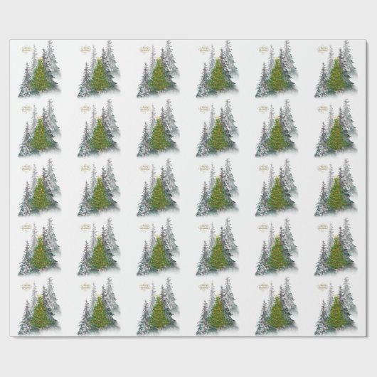  Snowy Forest Christmas Tree wrapping paper  Geschenkpapier (Flach)