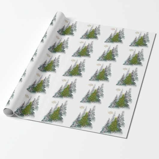  Snowy Forest Christmas Tree wrapping paper  Geschenkpapier (Ungerollt)