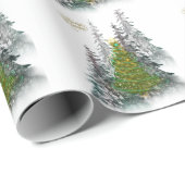 Snowy Forest Christmas Tree wrapping paper Geschenkpapier (Rolleneckpunkt)