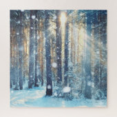 Snowy Forest Frosty Winter Szene Puzzle (Vertikal)